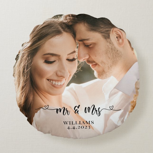 Mr. and Mrs. Wedding Couple Pillow (Front)