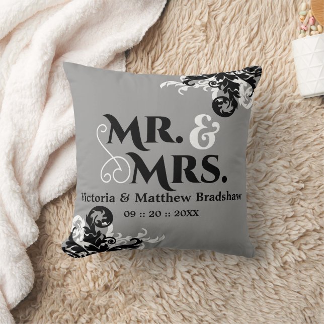 Mr. and Mrs. Wedding Customisable Background Colou Cushion (Blanket)
