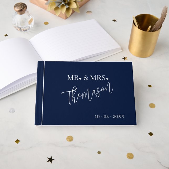 Mr and Mrs Wedding Day Date Gold Guest Book (Front Open)