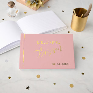 Mr and Mrs Wedding Day Date Gold Guest Book