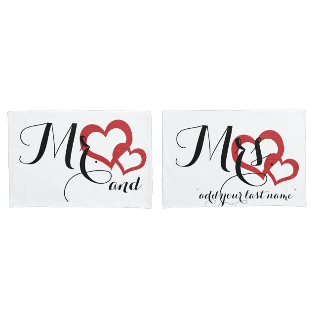 Mr and Mrs Wedding Design Bedroom Pillowcases (Front-Set)