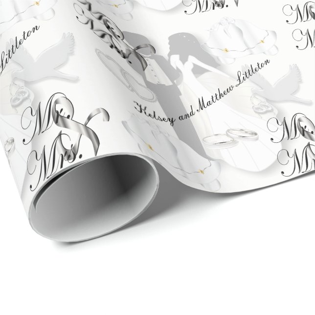 Mr. and Mrs. Wedding Design Wrapping Paper (Roll Corner)