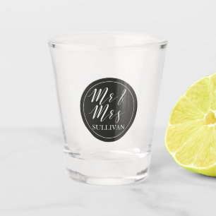 Mr and Mrs Wedding elegant monogrammed Shot Glass