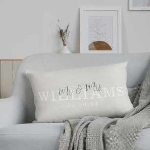 Mr. and Mrs. Wedding Engagement Anniversary Gift Lumbar Cushion