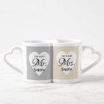 Mr and Mrs Wedding Lovers Mug<br><div class="desc">Elegant couple's mug set in silver and pearl</div>