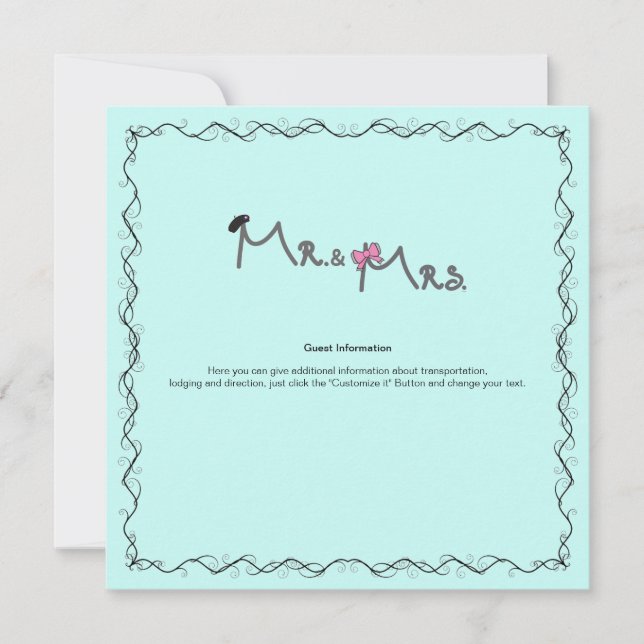Mr and Mrs Wedding Mint Information Card (Front)