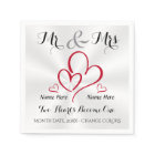 Mr and Mrs Wedding Napkins, Personalised Wedding