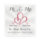 Mr and Mrs Wedding Napkins, Personalised Wedding