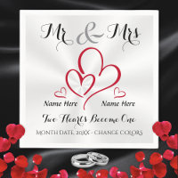 Mr and Mrs Wedding Napkins, Personalised Wedding