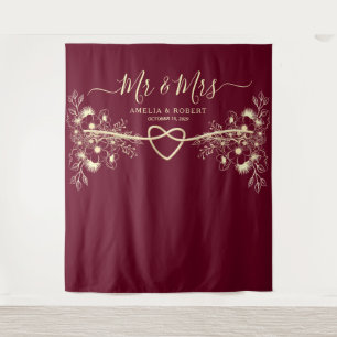 Mr and Mrs Wedding Photo Booth Backdrop Tapestry