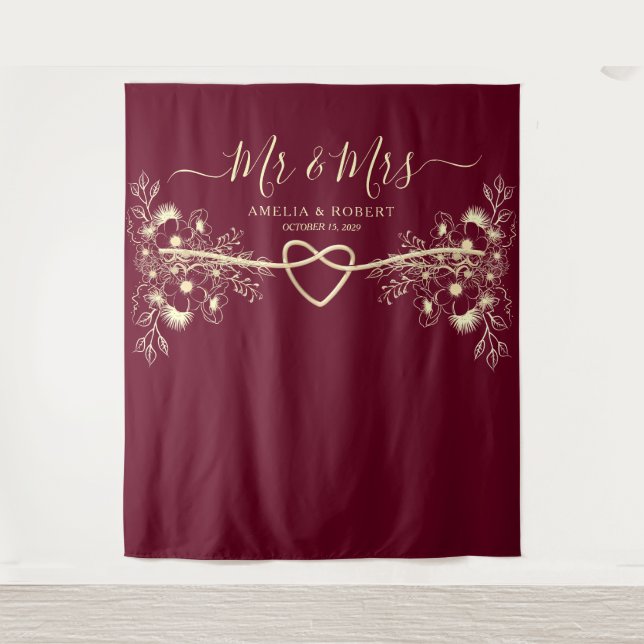 Mr and Mrs Wedding Photo Booth Backdrop Tapestry (Front)