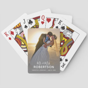 Mr. and Mrs. Wedding Photo Playing Cards