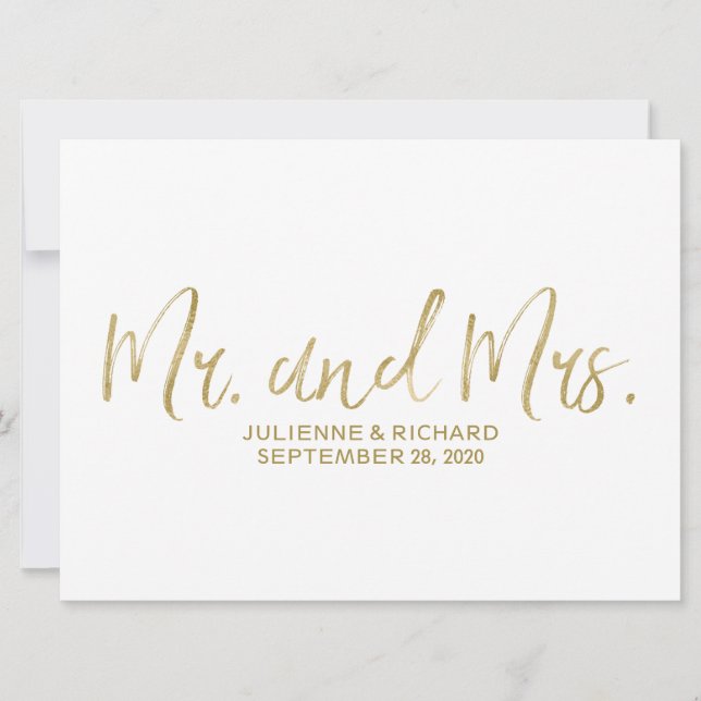"Mr. and Mrs." Wedding Sign | Stylish Golden (Front)