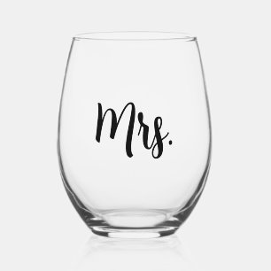 Mr. and Mrs. Wedding Stemless Wine Glass