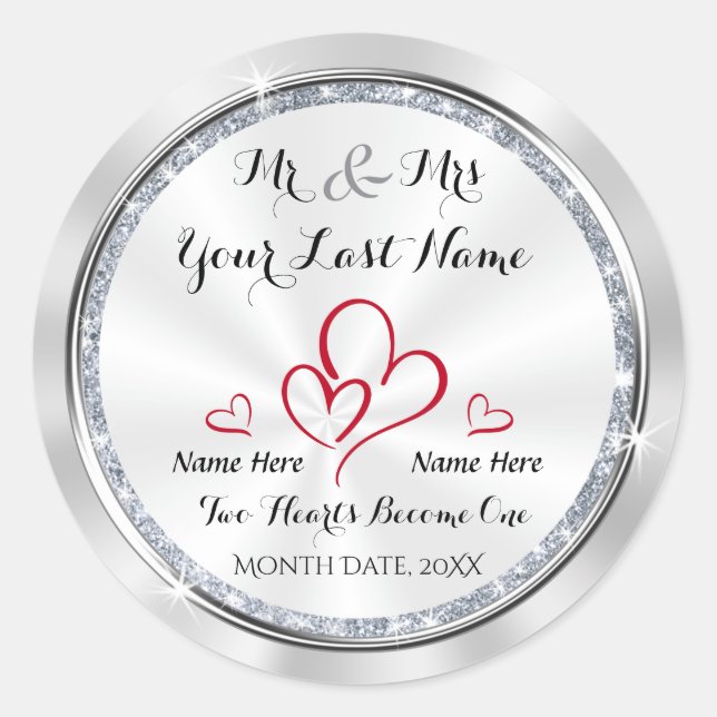 Mr and Mrs Wedding Stickers Personalised (Front)