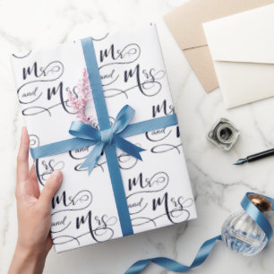 Mr and Mrs Wedding Text Wrapping Paper