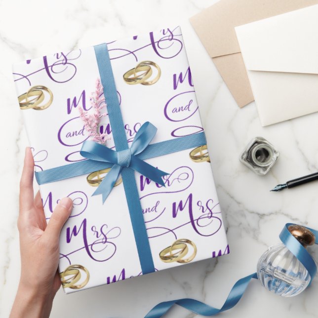 Mr and Mrs  Wedding Text  Wrapping Paper (Gifting)