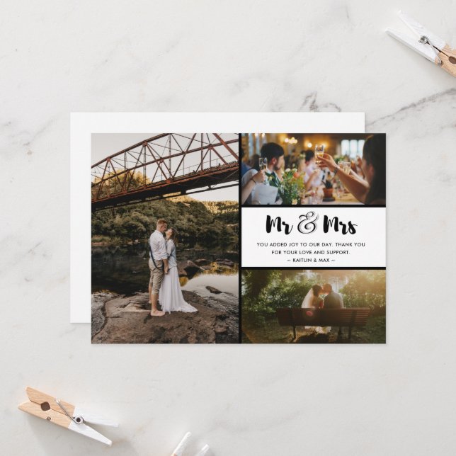 Mr and Mrs Wedding Thank You Photo Collage (Front/Back In Situ)