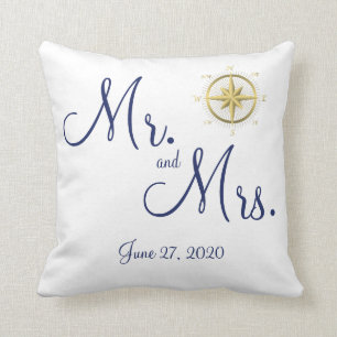 Mr. and Mrs. White Nautical Wedding Pillows