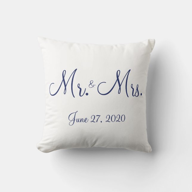 Mr. and Mrs. White Nautical Wedding Pillows (Front)