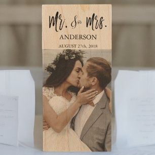 Mr. and Mrs. White Typography Wedding Photos USB Wood USB Flash Drive