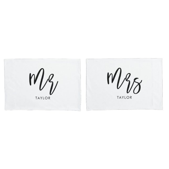 Mr and Mrs Wifey and Hubby Couple Pillowcases (Front-Set)