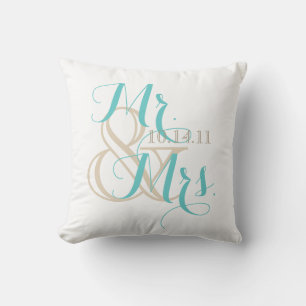 Mr. and Mrs. with Wedding Date Cushion
