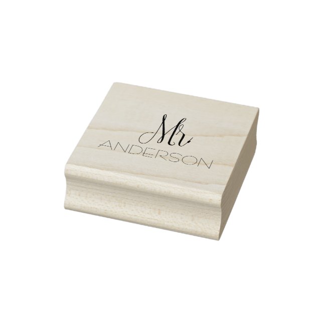 Mr. Anderson Black Script Typography Add Name Rubber Stamp (Stamp)