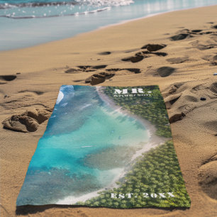Mr. Beach Photo Newlywed Groom Personalised Towel