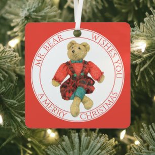 MR. BEAR Aluminium Square Ornament + Text
