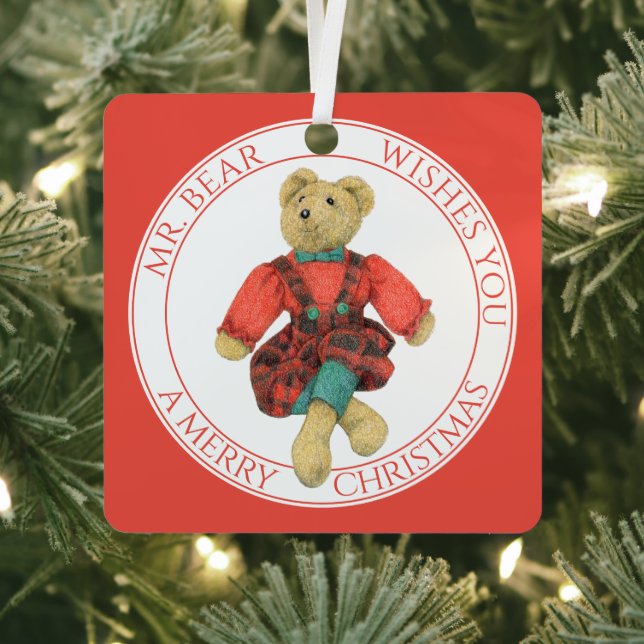 MR. BEAR Aluminium Square Ornament + Text (Insitu)