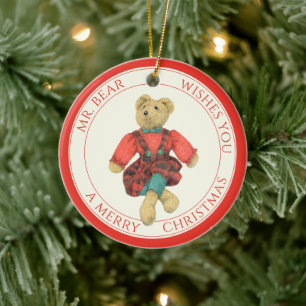 MR. BEAR Ceramic Circle Ornament + Text