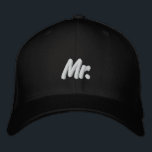 Mr. black and white modern cute embroidered hat<br><div class="desc">Mr. black and white modern cute Embroidered Baseball Cap.
Available in many colours and style options.
Check the rest of the collection for matching coordinating items.</div>