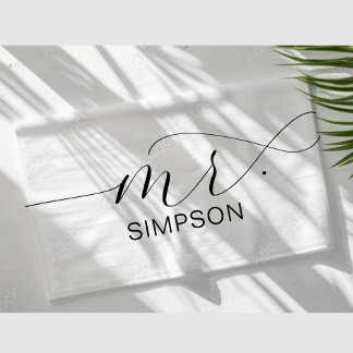 Mr. Black And White Newlywed Bride Personalised Beach Towel