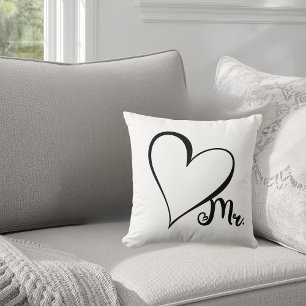 Mr. Black Heart Throw Pillow