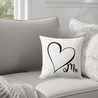 Mr. Black Heart Throw Pillow