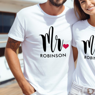 Mr Black Modern Script Custom Wedding Monogram T-Shirt