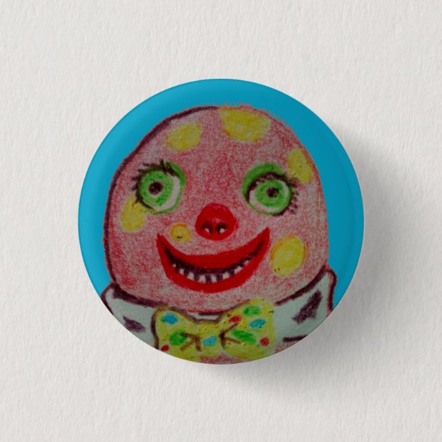 Mr Blobby crayon badge Blue (Front)