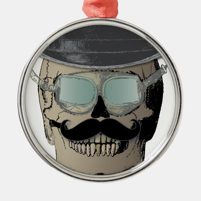 Mr. Bones Steam Punk Time Traveller Metal Tree Decoration (Front)