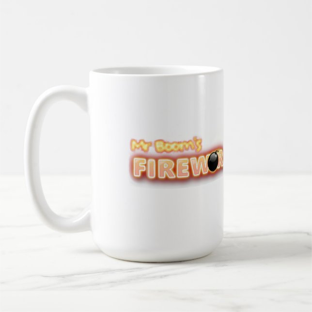 Mr Booms Firework Factory logo Coffee Mug (Left)