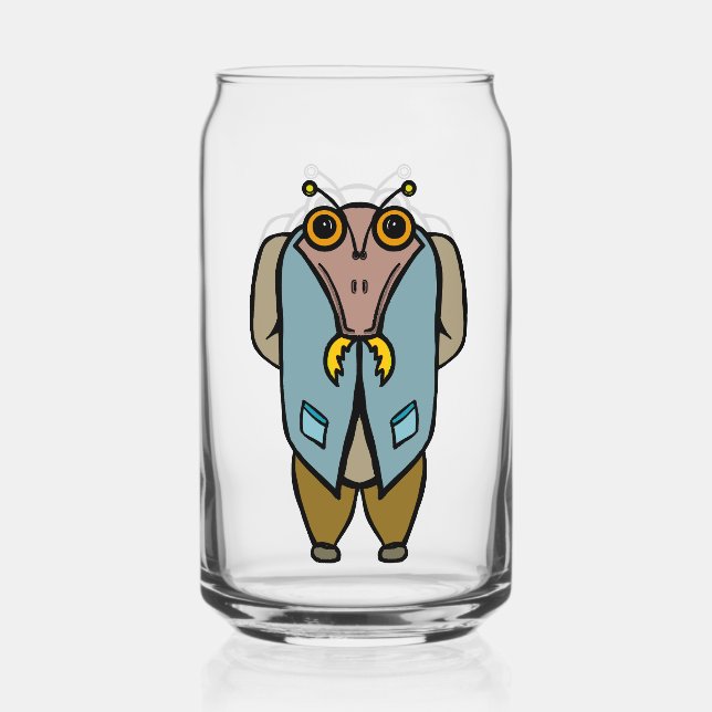 Mr. Bug line art Can Glass (Back)