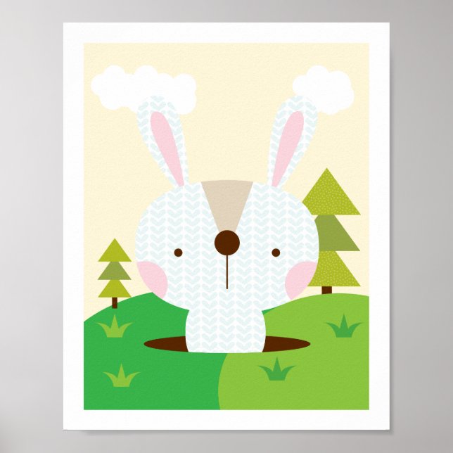 Mr Bunny - Woodland Friends Nursery Wall Art (Front)