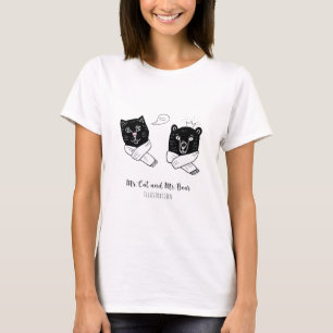 Mr Cat and Mr Bear Cute Animal Friends T-Shirt