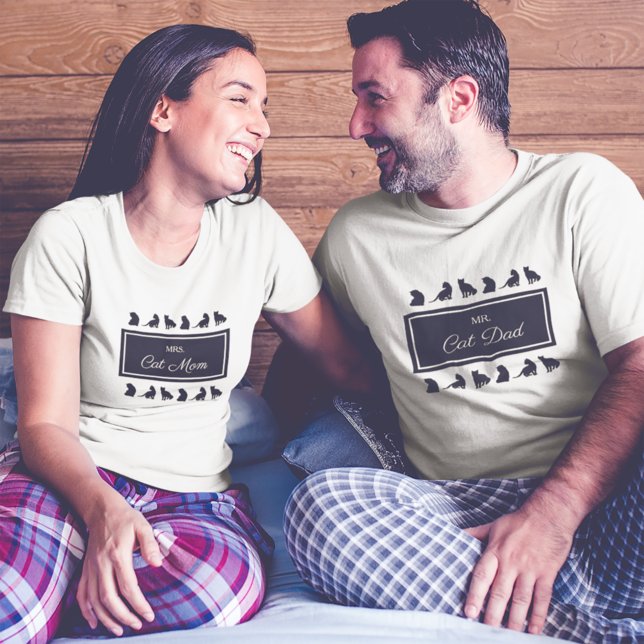 Mr. Cat Dad Black White Matching Couple Husband T-Shirt (Creator Uploaded)