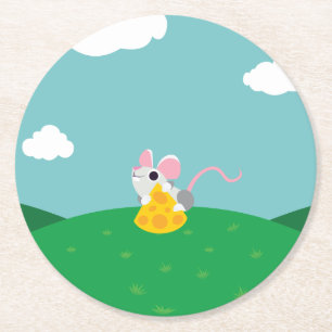 Mr. Cheeseman the Mouse Round Paper Coaster