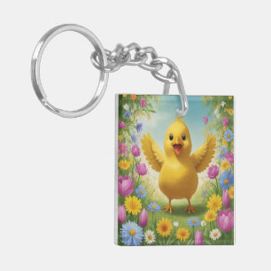 Mr. Chicken Acrylic Key Ring