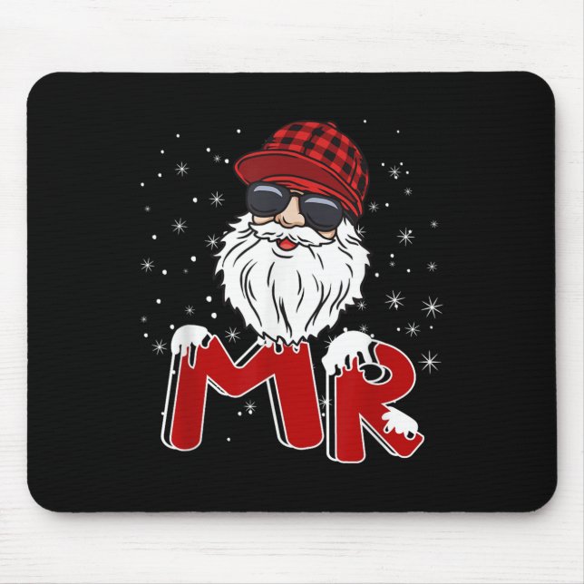 Mr Claus Costume Christmas Funny Santa Hat Family  Mouse Mat (Front)