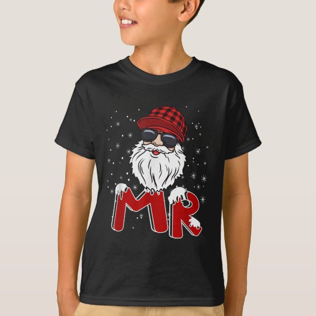 Mr Claus Costume Christmas Funny Santa Hat Family  T-Shirt (Front)