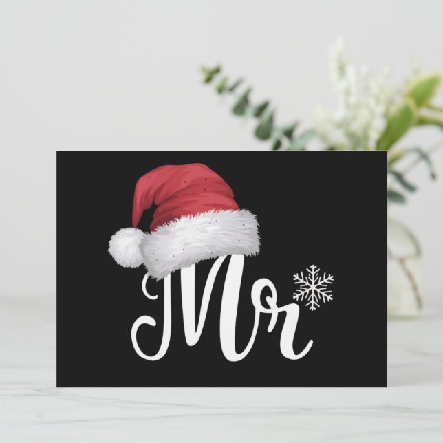 Mr Claus Couples Matching Christmas Pyjamas Santa Holiday Card (Standing Front)