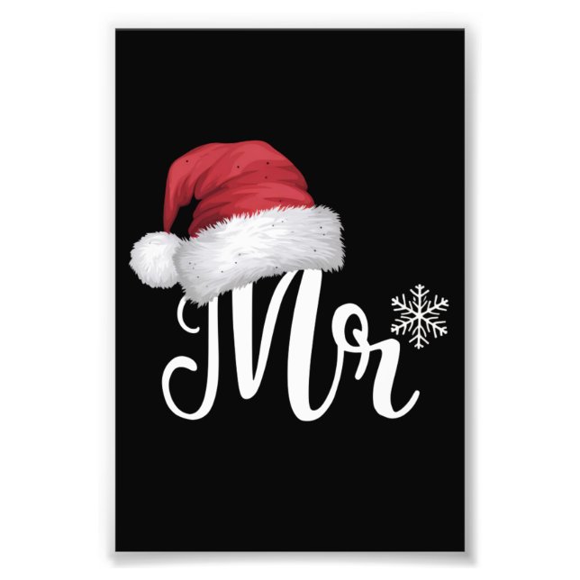 Mr Claus Couples Matching Christmas Pyjamas Santa Photo Print (Front)